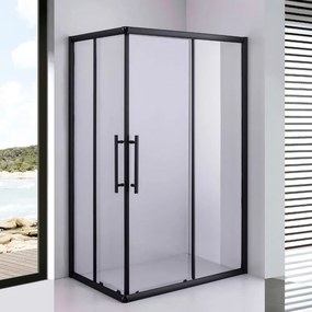 Stuxi Nizza Black 100x70 cm aszimmetrikus két tolóajtós zuhanykabin 6 mm vízlepergető biztonsági üveggel, fekete elemekkel, 190 cm magas