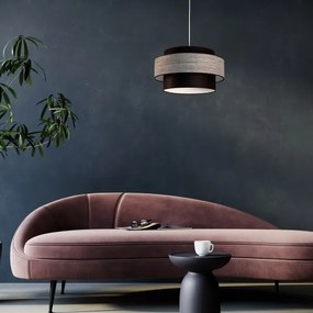 Csillár zsinóron GRACE 1xE27/60W/230V átm. 40 cm fekete/szürke