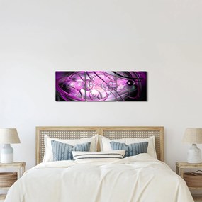 Gyönyörű lila absztrakció képe (órával) (90x30 cm)
