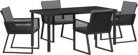 vidaXL Kert étkező szett 5 pcs Fekete Porszórt acél