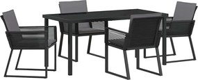 vidaXL Kert étkező szett 5 pcs Fekete Porszórt acél