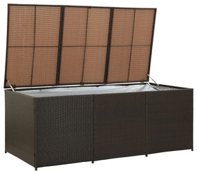 Barna polyrattan kerti tárolóláda 180 x 90 x 70 cm
