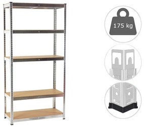 MEGA HIT: Salgó polc 1800x900x400 mm horganyzott 5-polc, teherbírás 875 kg