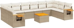 vidaXL 11 részes bézs polyrattan kerti ülőgarnitúra párnákkal