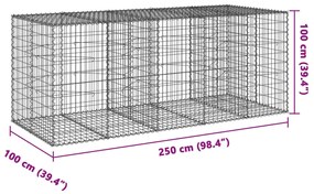 horganyzott vas gabion kosár fedéllel 250 x 100 x 100 cm
