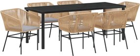 vidaXL Kert étkező szett párnával 7 pcs Barna Porszórt acél