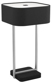 Eglo 39969 Savazza asztali lámpa, textil burával, ezüst részletekkel, zsinórkapcsolóval, fekete, E27 foglalattal, max. 2x10W, IP20