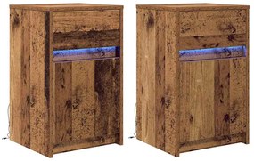 LED Éjjeli Szekrény 2 pcs Régi fa 38 x 34 x 61 cm Faanyag