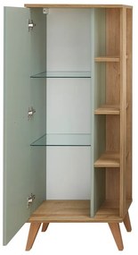 Zöld magas fürdőszoba szekrény tölgyfa dekorral 51x128 cm Set 963 - Pelipal