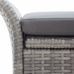 szürke polyrattan tárolópad párnával 138 cm