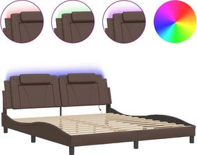 vidaXL szürke ágykeret Viana LED-ekkel matrac nélkül 180 x 200 cm