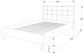 Kárpitozott ágy TEXAS 180 x 200 cm szürke, INGYENES ágyráccsal