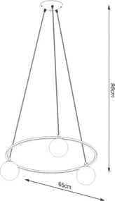 Fehér-fekete függőlámpa üveg búrával Umerta – Sollux