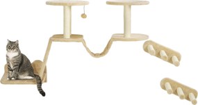 PawHut Macska Falmászó Szett, 3 Részes Macska Bútor Kaparóoszloppal, Párkányokkal, Lépcsővel, Létra, Kaparó Deszka, 5 kg-ig Terjedő Macskák Számára, S