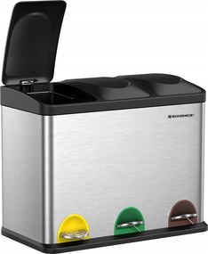 Pedálos szemetes 45 literes fém szelektív hulladékgyűjtő rendszerrel