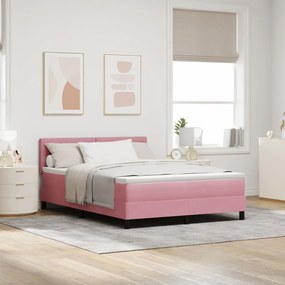 Boxspringágy Mattal és LED világítással Rózsaszín 140x200 cm Bársonyos