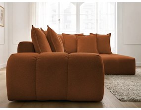 Terrakotta színű zsenília kinyitható-tárolóhelyes sarokkanapé (jobb oldali-L alakú) Everest – Bobochic Paris