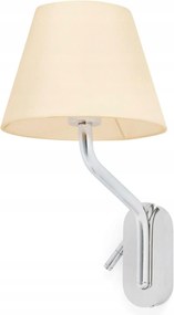 Faro Eterna jobb oldali fali lámpa króm/bézs Led olvasólámpával