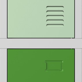 Fém szekrény, 10 rekeszes BARTUŚ, 1360 x 1500 x 450 mm, szürke-többszínű