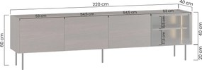 Dunari TV-szekrény 220 cm fém lábakkal - dunin tölgy