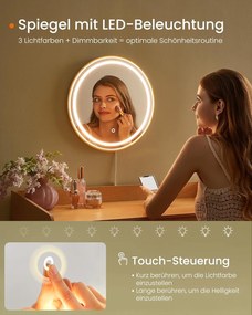 Fésülködőasztal tükörrel és világítással bézs színben