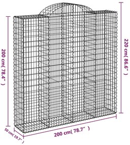 5 db íves horganyzott vas gabion kosár 200x50x200/220 cm