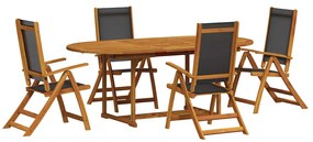 vidaXL 5 részes tömör akácfa és textilén kerti étkezőgarnitúra