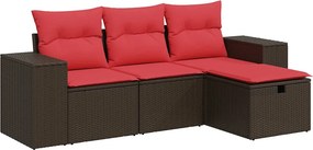 vidaXL 4 részes barna polyrattan kerti ülőgarnitúra párnákkal