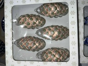 5 db-os ĂŒveg karĂĄcsonyfadĂsz szett "Tobozok"