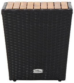 vidaXL fekete polyrattan és tömör akácfa teázóasztal 41,5x41,5x43 cm