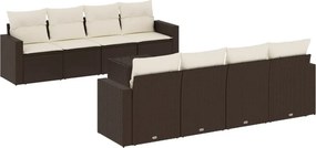 vidaXL 9 részes barna polyrattan kerti ülőgarnitúra párnákkal