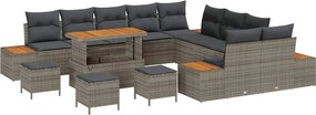 vidaXL Kerti Kanapé Szett 14 pcs Szürke polirattan