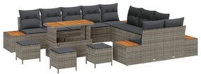 vidaXL Kerti Kanapé Szett 14 pcs Szürke polirattan