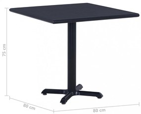 fekete kerti asztal 80 x 80 x 75 cm
