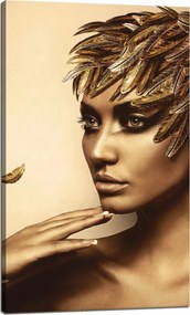 Vászonkép Elmélkedő Nő Arany Toll Színek 60x100 cm