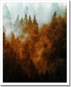 Poszter fehér keretben 40x50 Őszi táj Hegyek