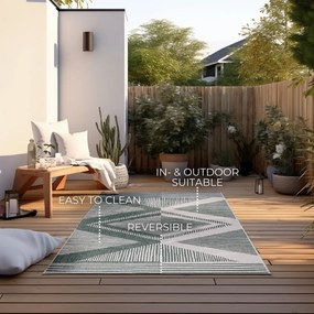 Zöld-krémszínű kültéri szőnyeg 80x150 cm Gemini – Elle Decoration