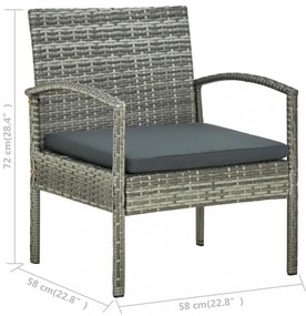 szürke polyrattan kerti szék párnával