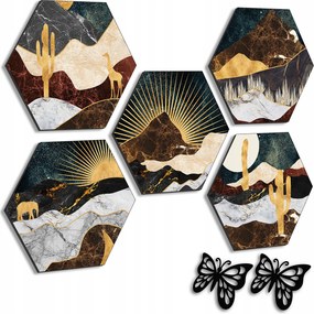 Fali Dekoráció Kép Szett Nappaliba Konyhába Arany Modern 3D