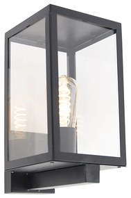 Modern kültéri fali lámpa fekete üveggel 30 cm - Rotterdam