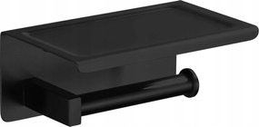 Balneo Wc-papír Tartó Qube Telefontartó Polccal Fekete Wc-hez