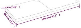 világosbarna kezelt tömör asztallap 140x60x(2-4) cm