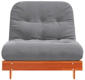 viaszbarna tömör fenyőfa futon kanapéágy matraccal 90x206x11 cm