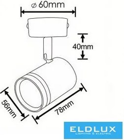 UNIVERSO spot lámpatest 1xGU10 max.60w IP20 60×78mm fehér