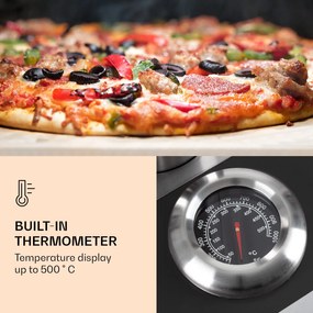 Diavolo, pellet pizzakemence, pizzakővel, hőmérő, rozsdamentes acél