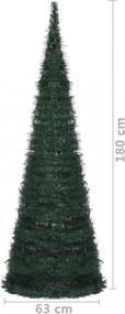 Zöld összecsukható led-es zsinórkarácsonyfa 180 cm