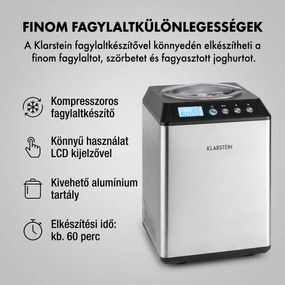 Klarstein Vanilly Sky Family, fagylaltgép, fagylalt- és fagyasztott joghurtkészítő gép, 250 W, 2,5 L, ezüst