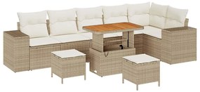 vidaXL Kerti Kanapé Szett párnával tárolóval 9 pcs Beige és krém