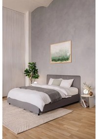 Szürke kárpitozott ágyneműtartós franciaágy ágyráccsal 160x200 cm Myra Slim Line – Bonami Selection