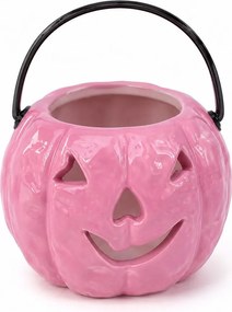 HALLOWEEN kerámia mini tök lámpás 7 cm , rózsaszín